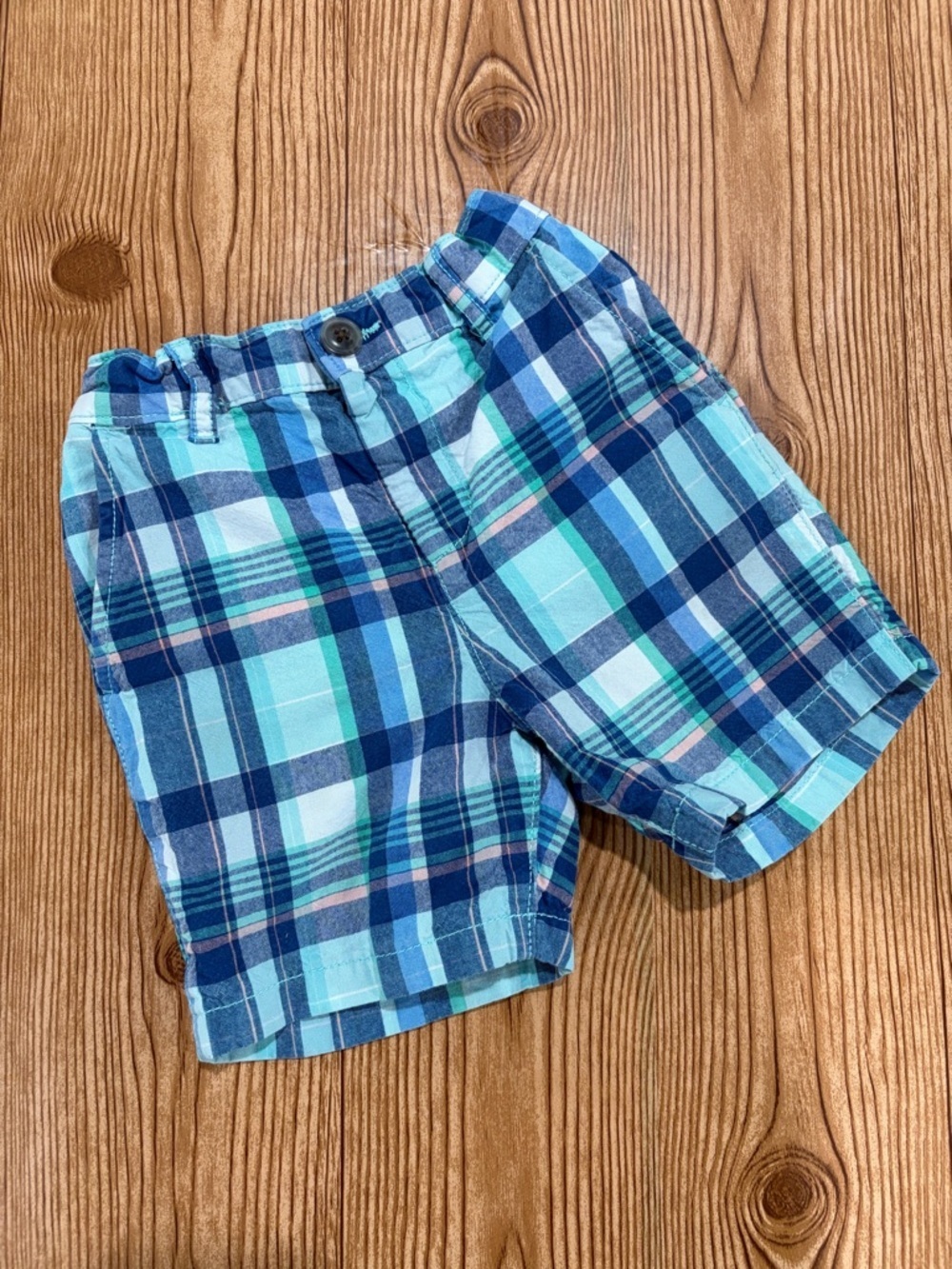7/$20 The Children’s Place Blue Plaid Cotton Shorts Adjustable Waist